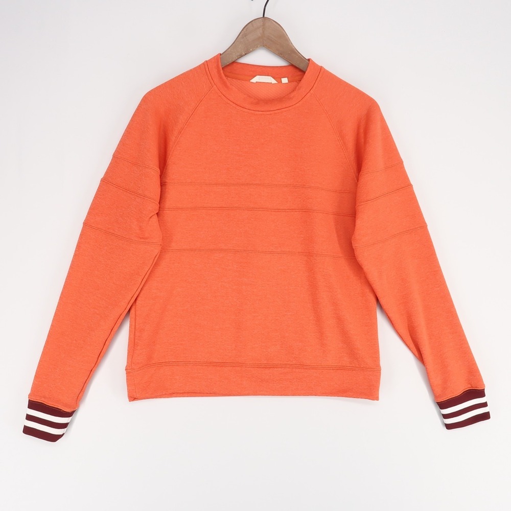 cotopaxi Orange Crewneck Sweatshirt with Striped Cuffs